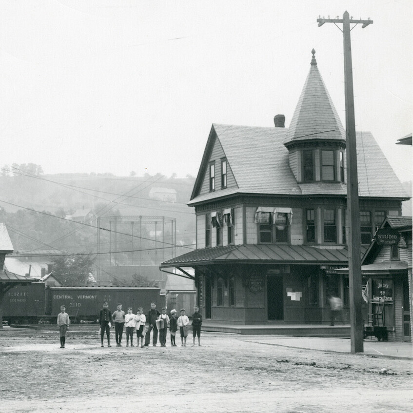 Photo of railroad depot by George Bosworth