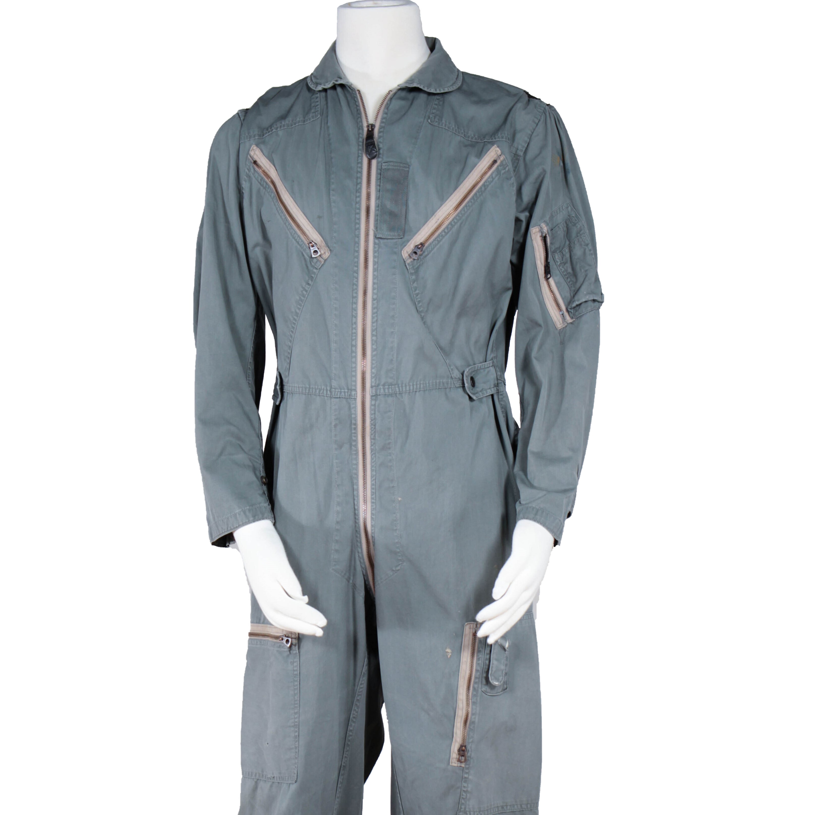 blue flight suit on mannequin