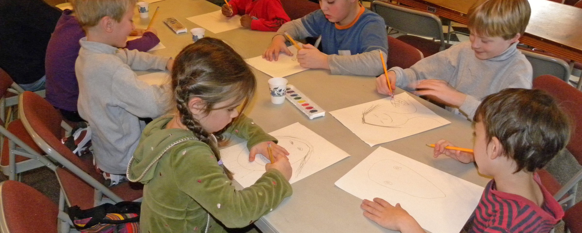 students at table