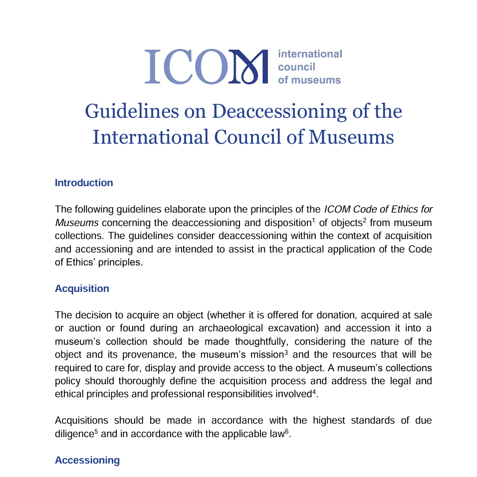 ICOM Guidelines on Deaccessioning