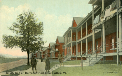 postcard of Buffalo Soldiers at Fort Ethan Allen