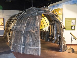 recreated wigwam in the exhibit